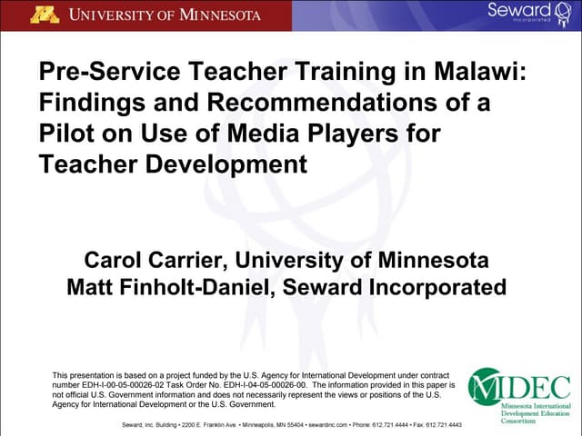 Malawi Alternative Technology in Education Pilot