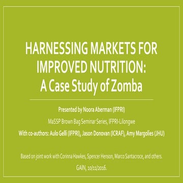 Harnessing markets for improved nutrition: A Case Study of Zomba