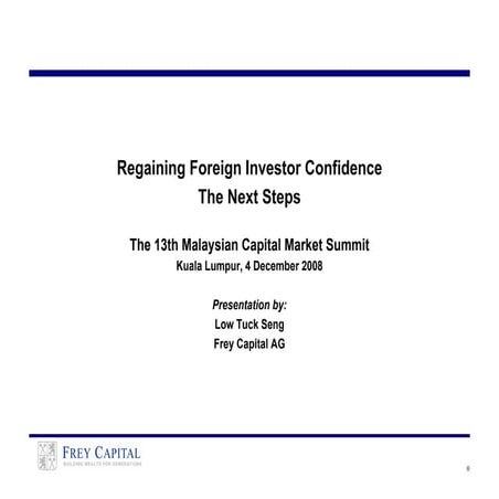 Malaysia Capital Market Summit Dec2008 Ts Low