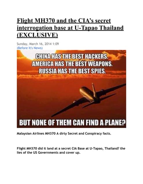 The Sinister Scary Impact Of Malaysia Airlines Flight Mh370