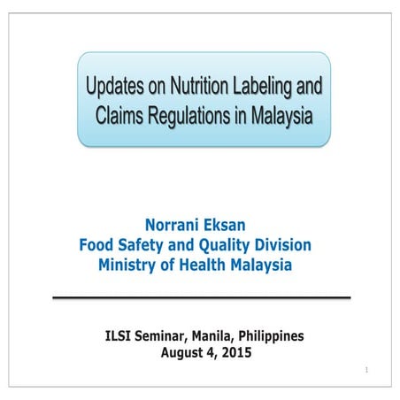 MALAYSIA Nutrition & Labeling Claims_2015