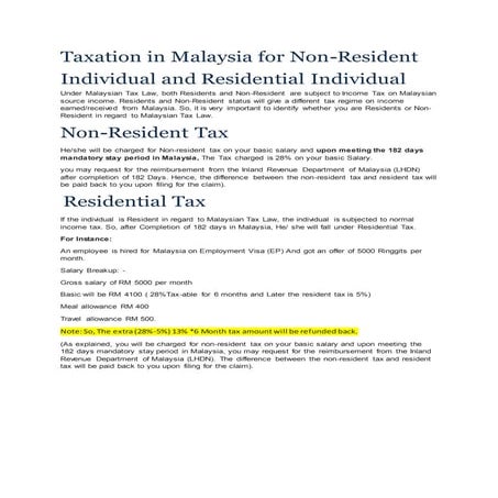 Malaysia tax for foreign 