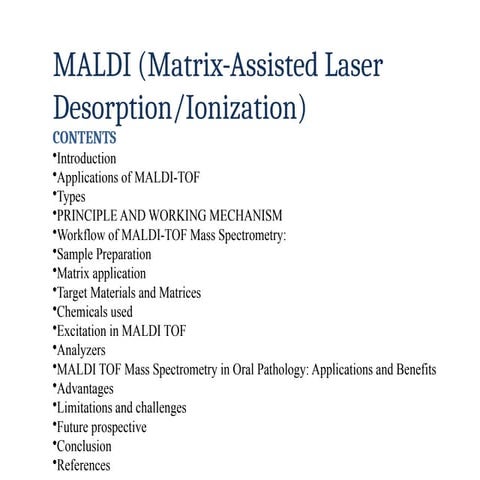 Maldi tof introduction and its applications