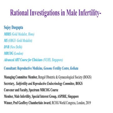 Rational Investigations in Male Infertility