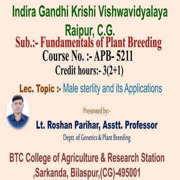 Male sterility applications in Hybrid seed production.