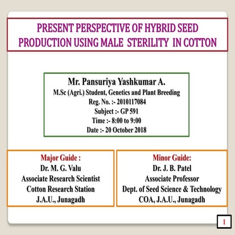 Male sterility in cotton