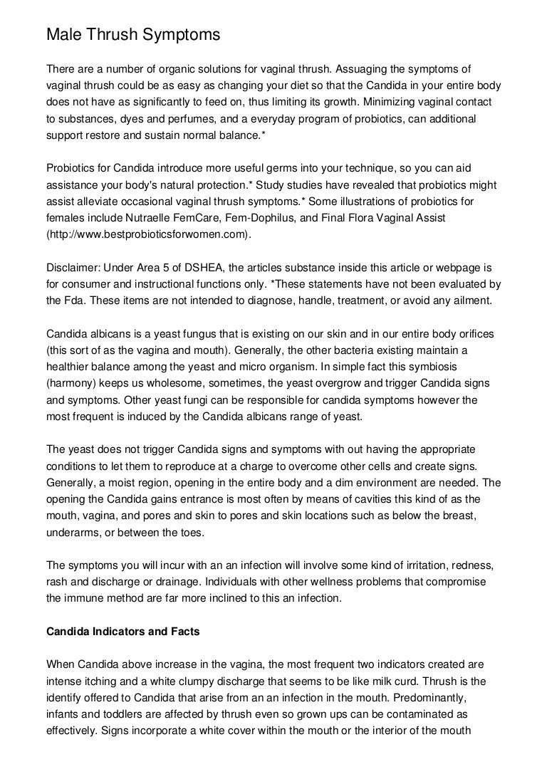 Male Thrush Symptoms