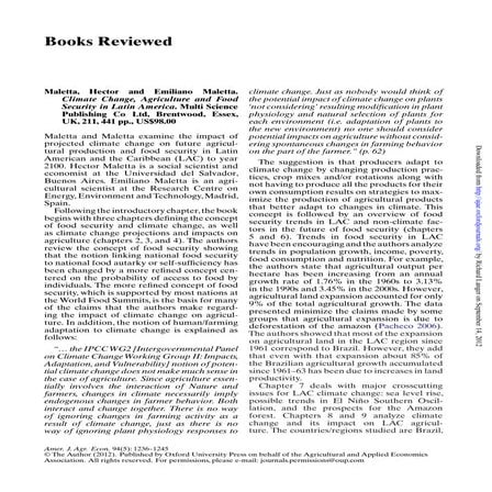 Maletta book review climate change am.soc.agr.econ. 2012