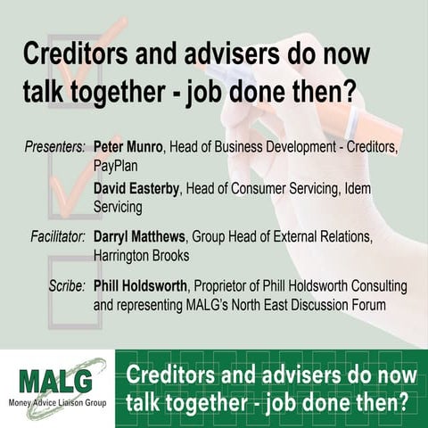 #MALG14 Workshop D - Creditors & Advisers - Slideset