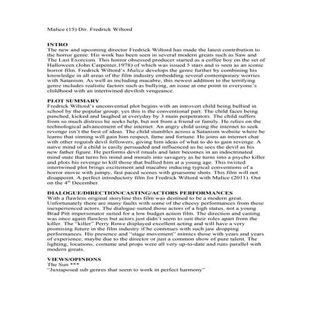 Malice Review (Editing)