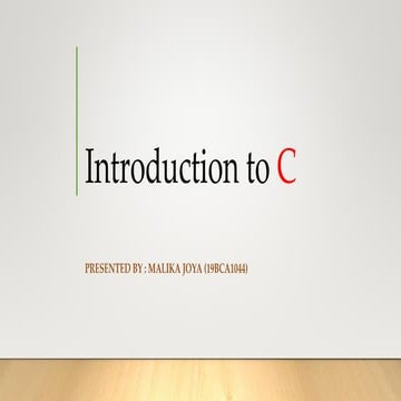 Introduction to C programming | PPTX | Programming Languages | Computing
