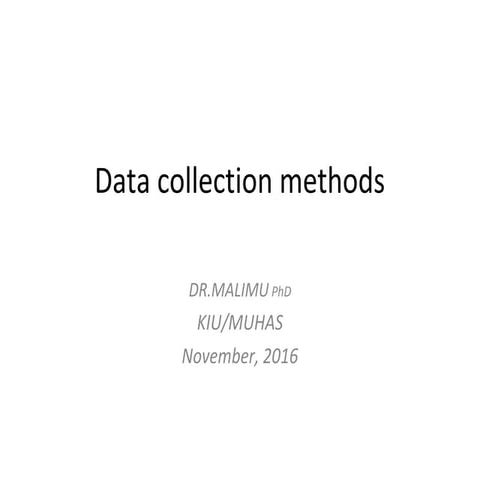 Malimu data collection methods