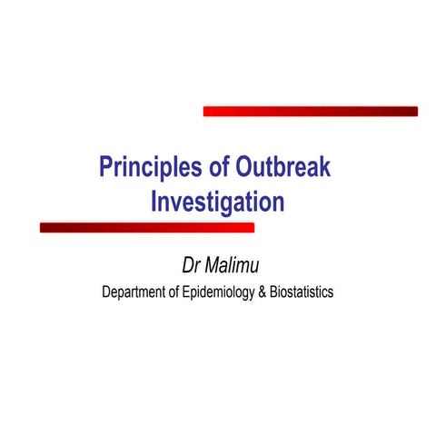Malimu principles of outbreak investigation