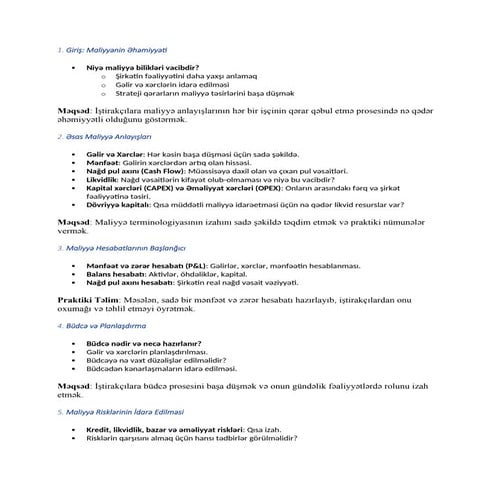 Maliyyə Təlimi ilə əlaqədar sunum etməl üçün