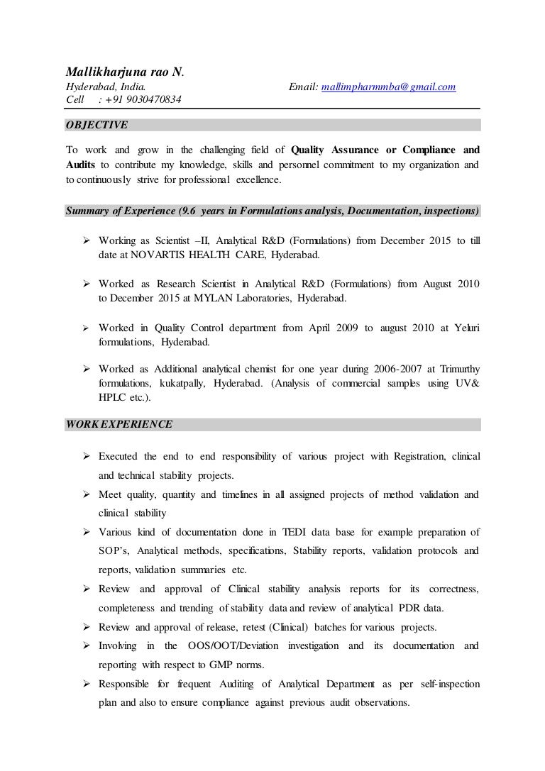 Mallikarjuna Rao Resume Dqa