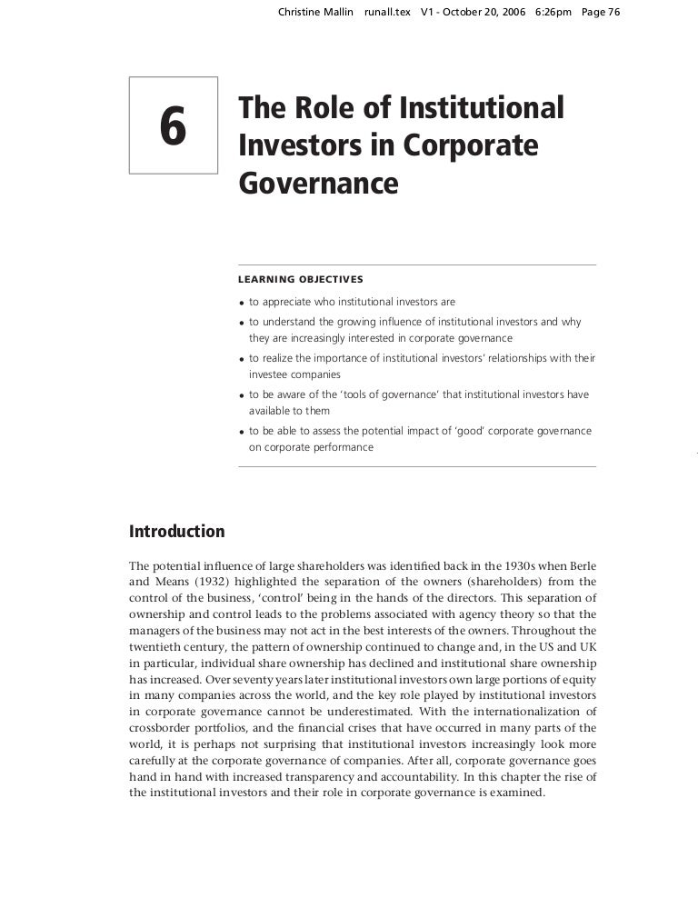 Dissertation on role of institutional investors