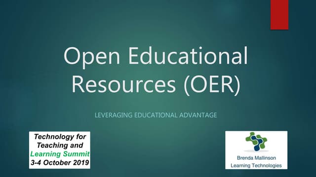 Mallinson OER - Leveraging Educational Advantage Oct 2019