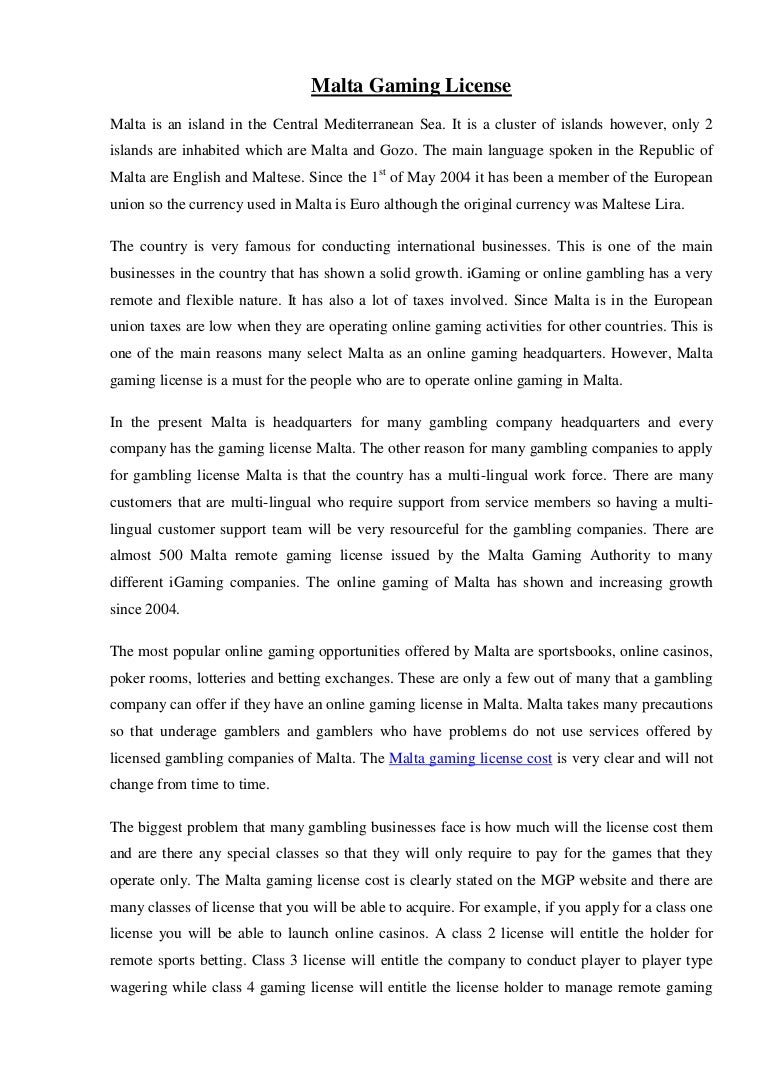 Malta Gaming License Cost