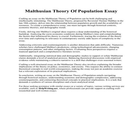 Malthusian Theory Of Population Essay.pdf