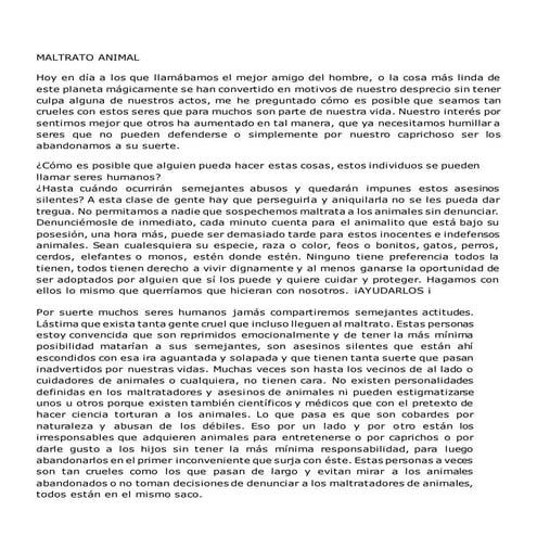 Maltrato animal discurso