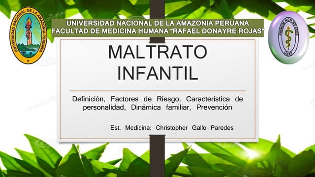 Maltrato Infantil: difinición, causa, factores de riesgo, caracterización de ...