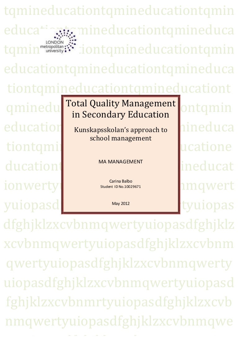 Dissertation total quality management
