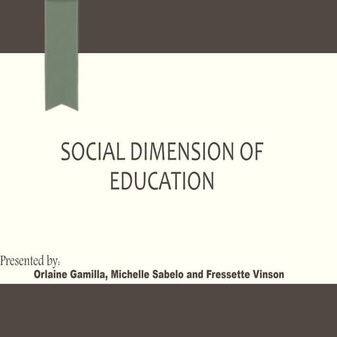Social Dimension of Education