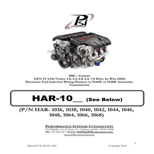 EFI Swap | Automotive Wiring Products Manual for 2006 – Current GEN IV LSX/Vo...