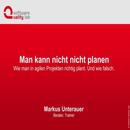 Man kann nicht nicht planen