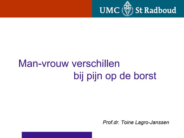 Man-vrouw verschillen bij pijn op d...