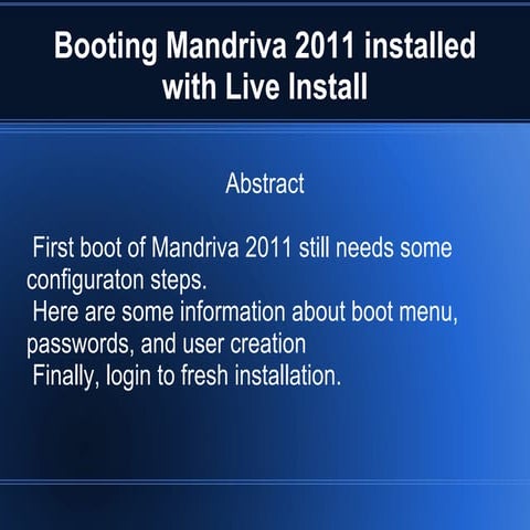 Mandriva Linux 2011: booting fresh installation