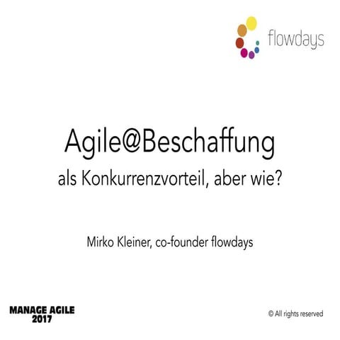 Manage Agile Berlin 2017: Agile Beschaffung als Konkurrenzvorteil