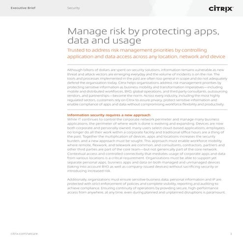Manage risk by protecting apps, data and usage