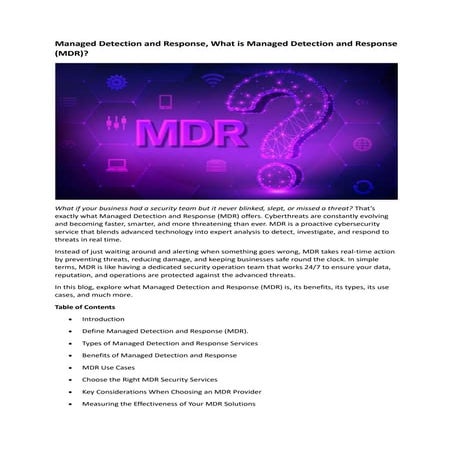 Managed Detection anManaged Detection and Responsed