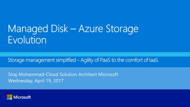 Managed disk-Azure Storage Evolution