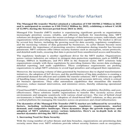 Managed File Transfer Market Global Trends and Forecast Analysis (2023-2032)