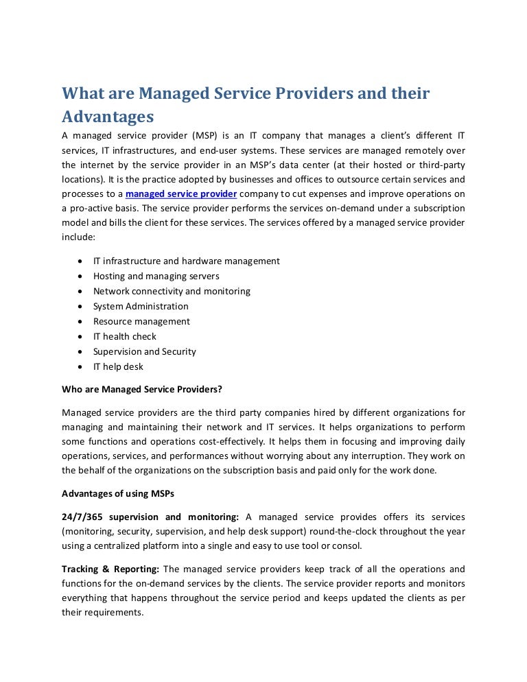 What are Managed Service Providers and their Advantages