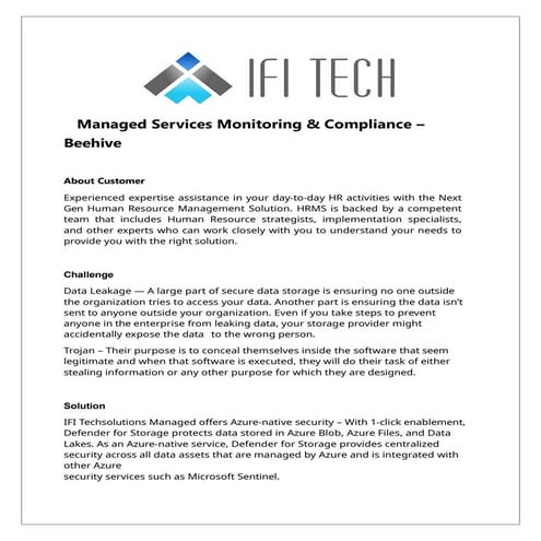Managed Services Monitoring.Beehive Insights Elevating Managed Services with Monitoring & Compliance.