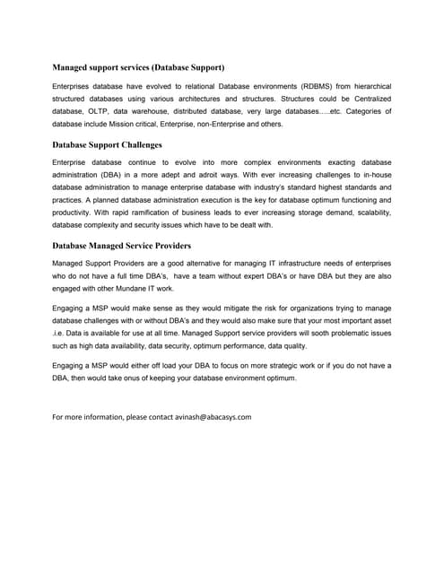 Managed support services- abacasys.com