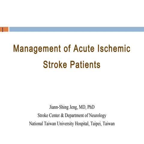 Manage ischemic stroke pts