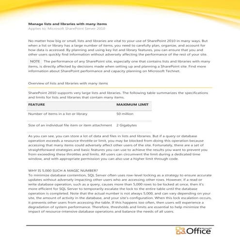 Manage Lists and Libraries with Many Items  - EPC Group