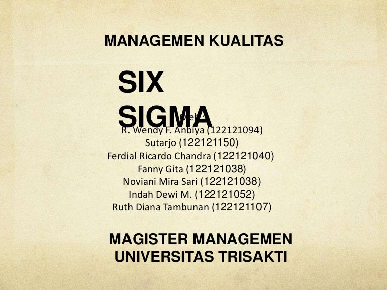 Six Sigma Managemen Internasional Mm Universitas Trisakti Jakarta
