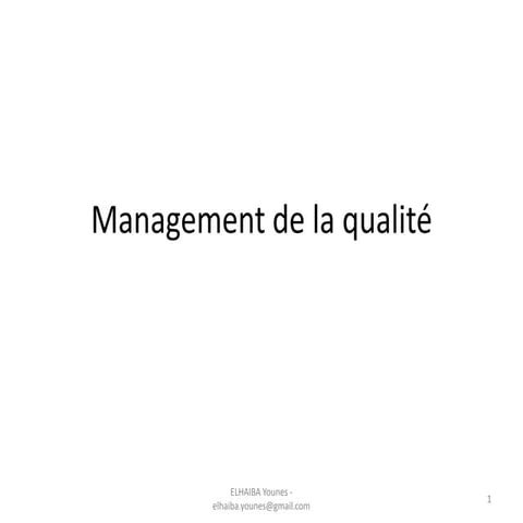 Management de la qualité | PDF