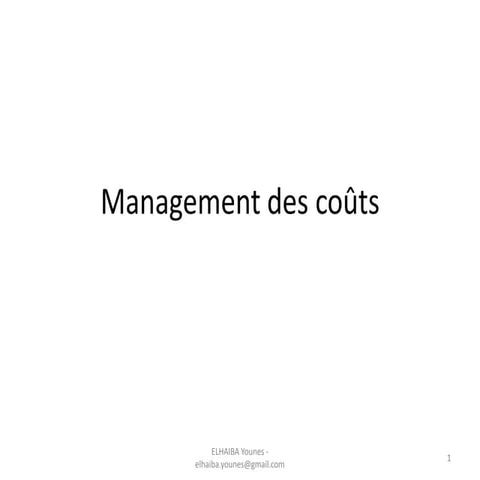Management des coûts