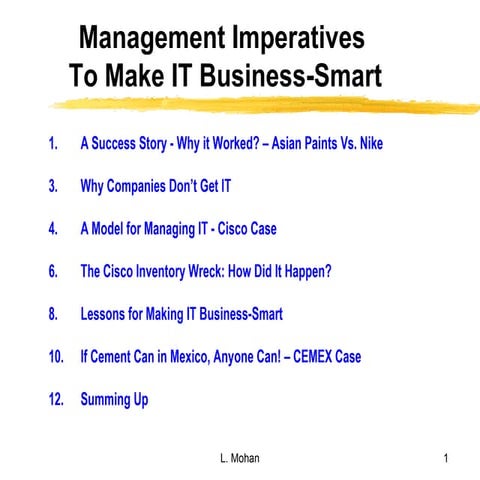 Management Imperatives To Make IT Business-Smart