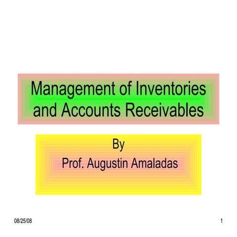 Management Of Inventories And Accounts Receivables Units 14 And 15