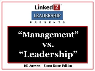 Management vs. Leadership - Linked 2 Leadership