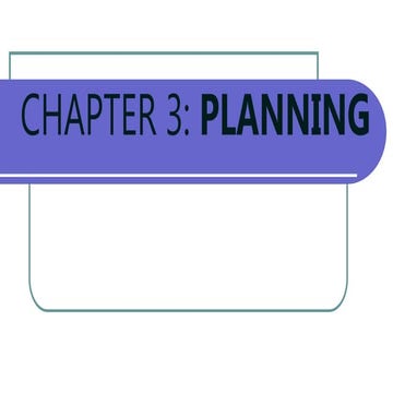 CHAPTER 3 - PLANNING | PPTX | Business Administration | Business