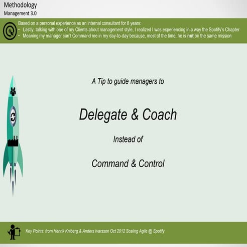 Management 3 0: tip to guide manager to delegate and coach