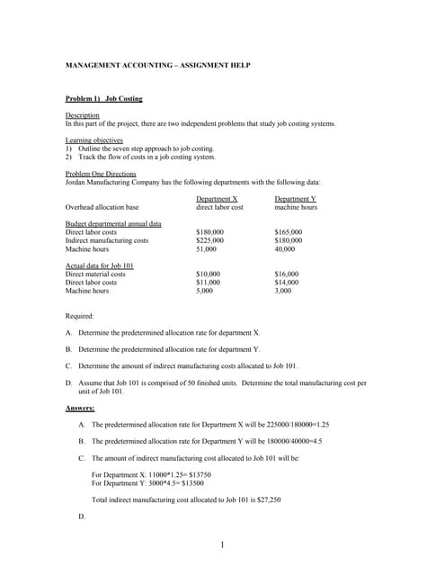 Sample Assignment on Management Accounting - Instant Assignment Help
